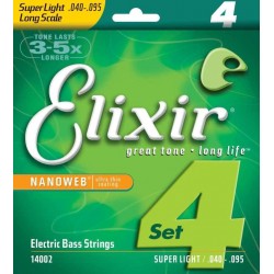 Elixir 14002 Electric, Long Scale, 4 Strings Sets, NanoWeb coating Super Light