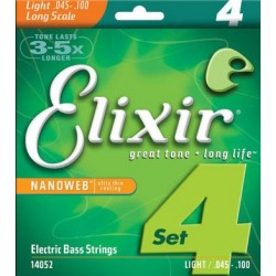 Elixir 14052 Electric, Long Scale, 4 Strings Sets, NanoWeb coating Light