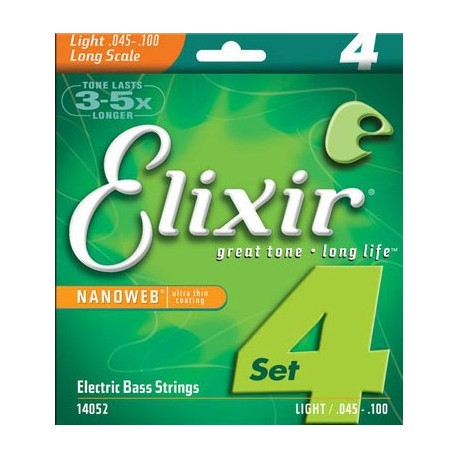 Elixir 14052 Electric, Long Scale, 4 Strings Sets, NanoWeb coating Light