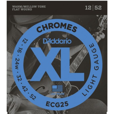 D'Addario ECG25 Chromes per chitarra elettrica, Flat Wound, Light, 12-52