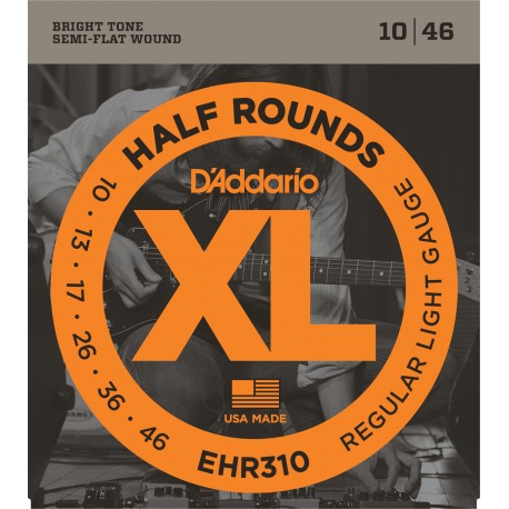 D'Addario EHR310 Half Round per chitarra elettrica, Regular Light, 10-46