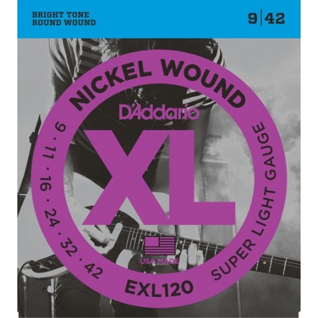 D'Addario EXL120  chitarra elettrica, Nickel Wound, Regular Light, 9-42