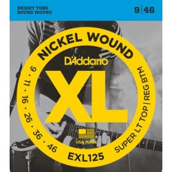 D'Addario EXL125 per chitarra elettrica, Nickel Wound, Super Light Top/Regular Bottom, 9-46