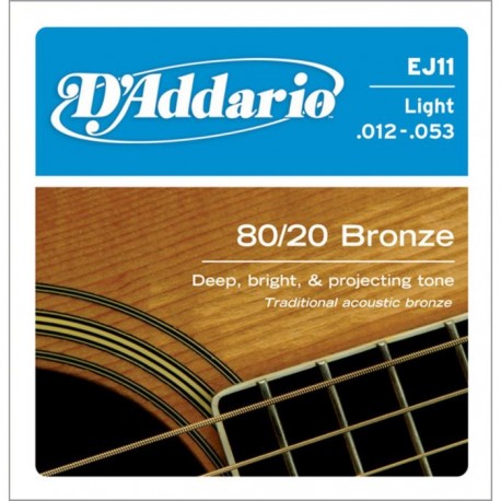 D'Addario EJ11 muta acustica 80/20 bronze lite 12-53