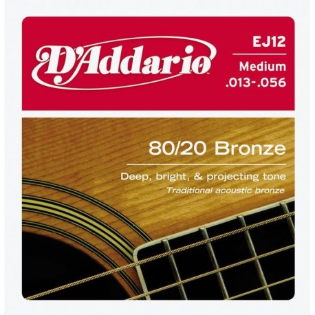 D'Addario EJ12 muta acustica 80/20 bronze medium 13-56 