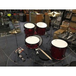 Mi.Lor Drum L-1010 MR Drum Set 5 pezzi completa di meccaniche piatti sgabello colore rosso