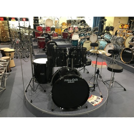 Mi.Lor Drum L-1010 BK Drum Set 5 pezzi completa di meccaniche piatti sgabello colore nero