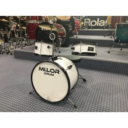 Mi.Lor Drum E-700AWH Junior Drum set 3 pezzi completa di meccanica piatti sgabello colore bianco 