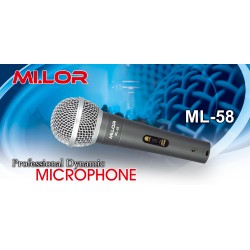 Mi.Lor KIT composto da FM58 microfono con cavo + MS080 asta + MSA020 clip a pinza