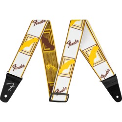 Fender Weighless 2" Monogrammed Strap White/Brown/Yellow