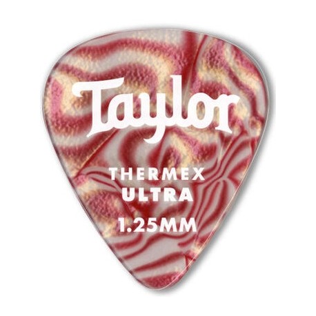 Taylor Confezione da 6 plettri Premium 351 Thermex Ultra Guitar Picks Ruby Swirl 1,25 mm
