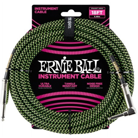 Ernie Ball 6082 Cavo Braided Black/Green 5,49 m