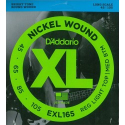 D'Addario EXL165 per basso, Light Top/Medium Bottom, 45-105, Long Scale