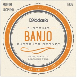 D'addario 10-23 Medium Set EJ55 Banjo