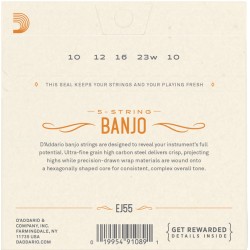 D'addario 10-23 Medium Set EJ55 Banjo