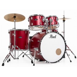 Pearl batteria ROADSHOW 5pz completa di hardware e piatti Sabian colore MATTE RED 747
