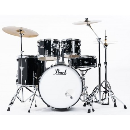 Pearl Batteria Roadshow 5pz completa di hardware e set piatti Sabian CR16, RD20, HI HATS 14 colore JET BLACK 31