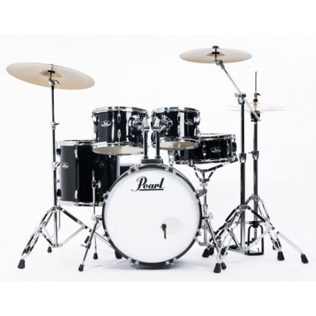 Pearl batteria ROADSHOW 5pz cassa 20" completa di hardware e piatti sabian CR16, RD20, HH 14 colore JET BLACK 31  