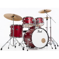 Pearl Batteria Roadshow 5pz cassa 20" completa di hardware e piatti sabian CR16, RD20, HH14 colore MATTE RED 747