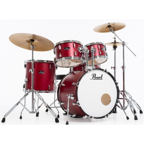 Pearl Batteria Roadshow 5pz cassa 20" completa di hardware e piatti sabian CR16, RD20, HH14 colore MATTE RED 747