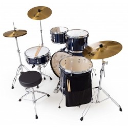 Pearl batteria ROADSHOW 5pz completa di hardware e piatti Sabian CR16, RD 20, HI HAT 14, colore ROYAL BLUE METALLIC 743