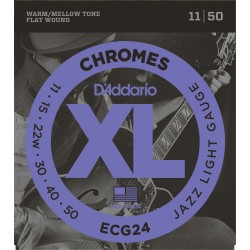 D'Addario ECG24 Chromes per chitarra elettrica, Flat Wound, Jazz Light, 11-50