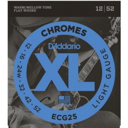 D'Addario ECG25 Chromes per chitarra elettrica, Flat Wound, Light, 12-52