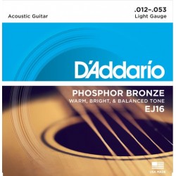 D'Addario EJ16 in bronzo fosforoso per chitarra acustica, Light, 12-53