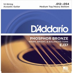D'Addario EJ37 in bronzo per chitarra acustica, 12 corde, Medium Top/Heavy Bottom, 12-54