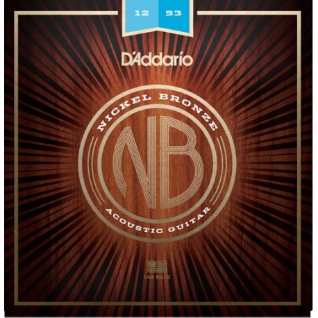 D'Addario NB1253 Nickel Bronze chitarra acustica, Light, 12-53 