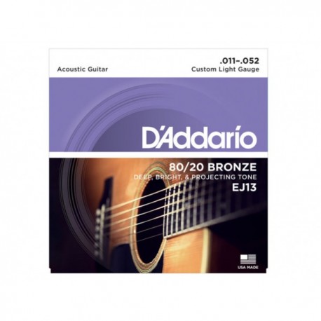 D'Addario EJ13 muta acustica 80/20 bronze lite 11-52 