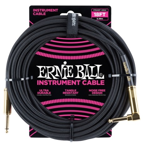 Ernie Ball 6086 Cavo Braided Black Gold Tips 5,49 m